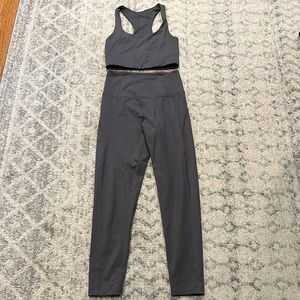 Girlfriend Compressive High-Rise Legging + Paloma Bra “Smoke” Gray Set